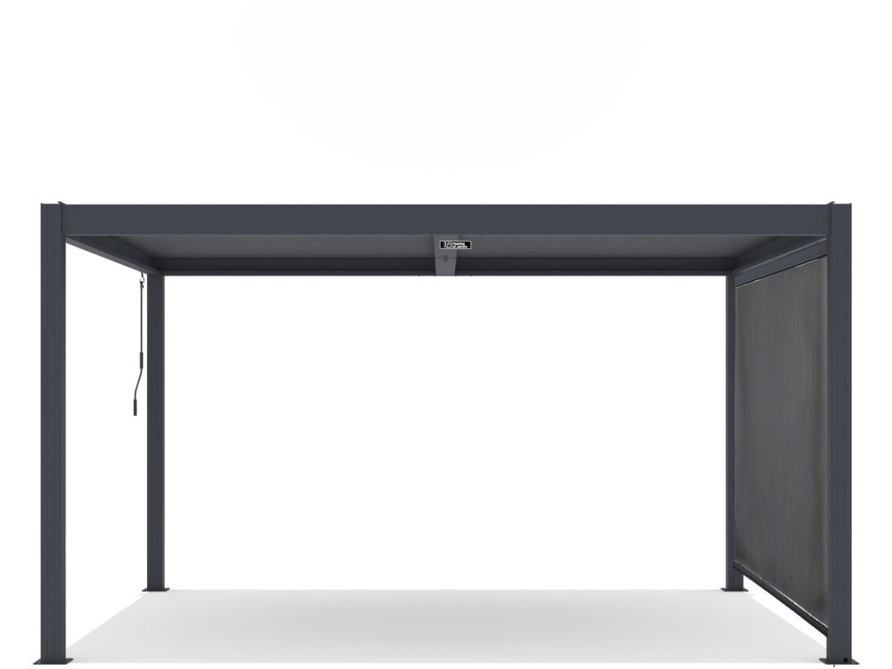 Pérgula bioclimática "Windsor premium" com led e toldo em alumínio - 3 x 4 m - Cinzento