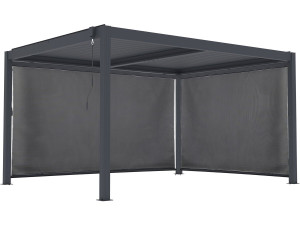Pérgula bioclimática "Windsor premium" com led e 2 estores de alumínio - 3 x 4 m - Cinzento