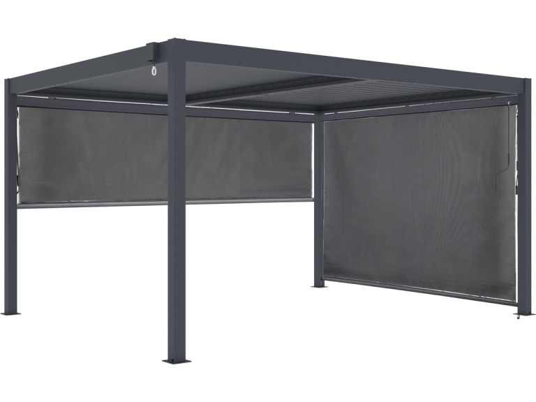 Pérgola bioclimática com 2 toldos de alumínio "Windsor" - 3 x 4 m - Cinzento