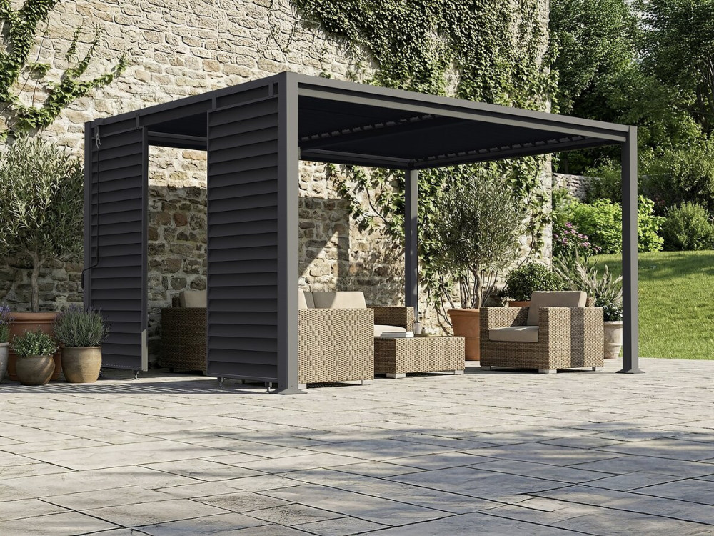 Persiana em aço galvanizado "Clifford" para pérgula bioclimática - 92 x 4 x 208 cm - Cinzento