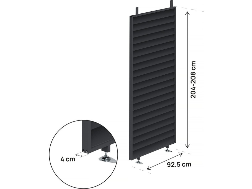 Persiana em aço galvanizado "Clifford" para pérgula bioclimática - 92 x 4 x 208 cm - Cinzento