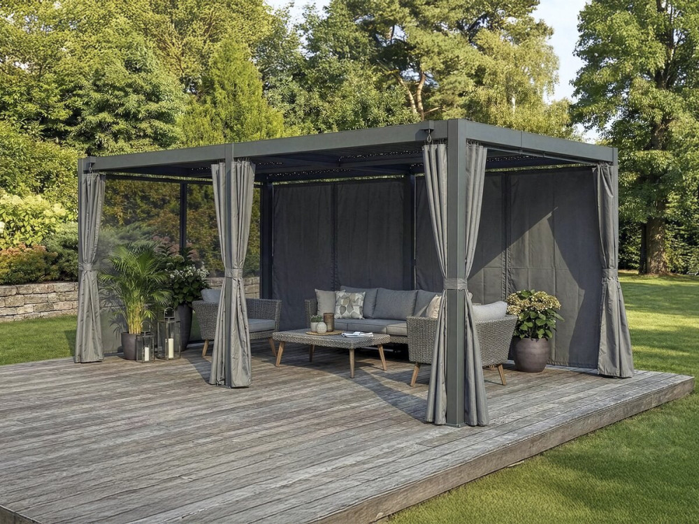 Cortina "Kensington" para pérgula bioclimática - 3 x 5 m - Cinzento