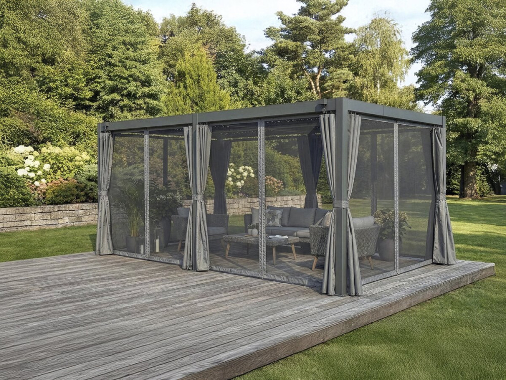 Cortina "Kensington" para pérgula bioclimática - 3 x 5 m - Cinzento