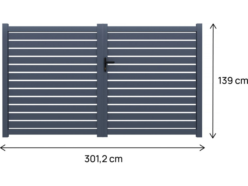 Portão em alumínio semi-aberto "Julien" - 300 x 140 cm - Cinza