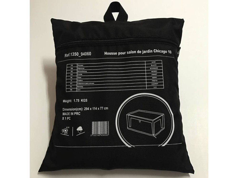 Capa protetora para móveis de jardim - 294 x 114 x 77 cm - Preto