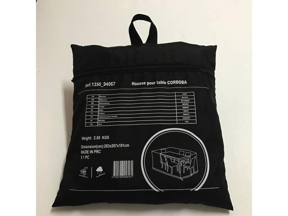 Capa protetora para móveis de jardim - 267 x 203 x 101 cm - Preto