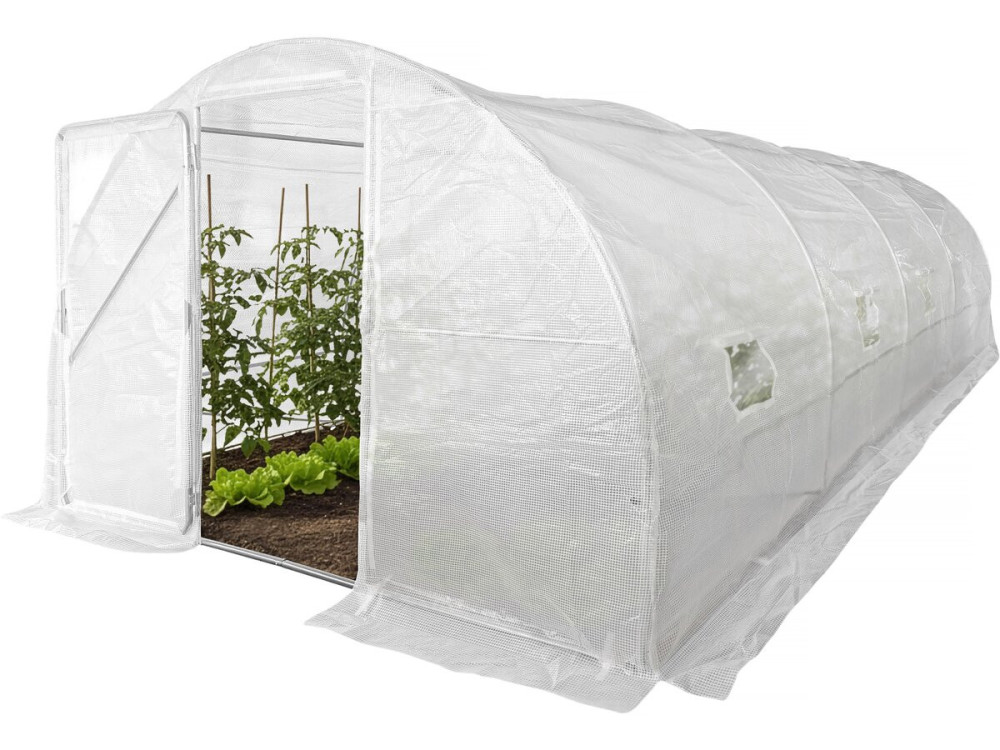 Estufa de jardim tipo túnel "Mimosa" com porta - 18 m² - 180 g - Branca