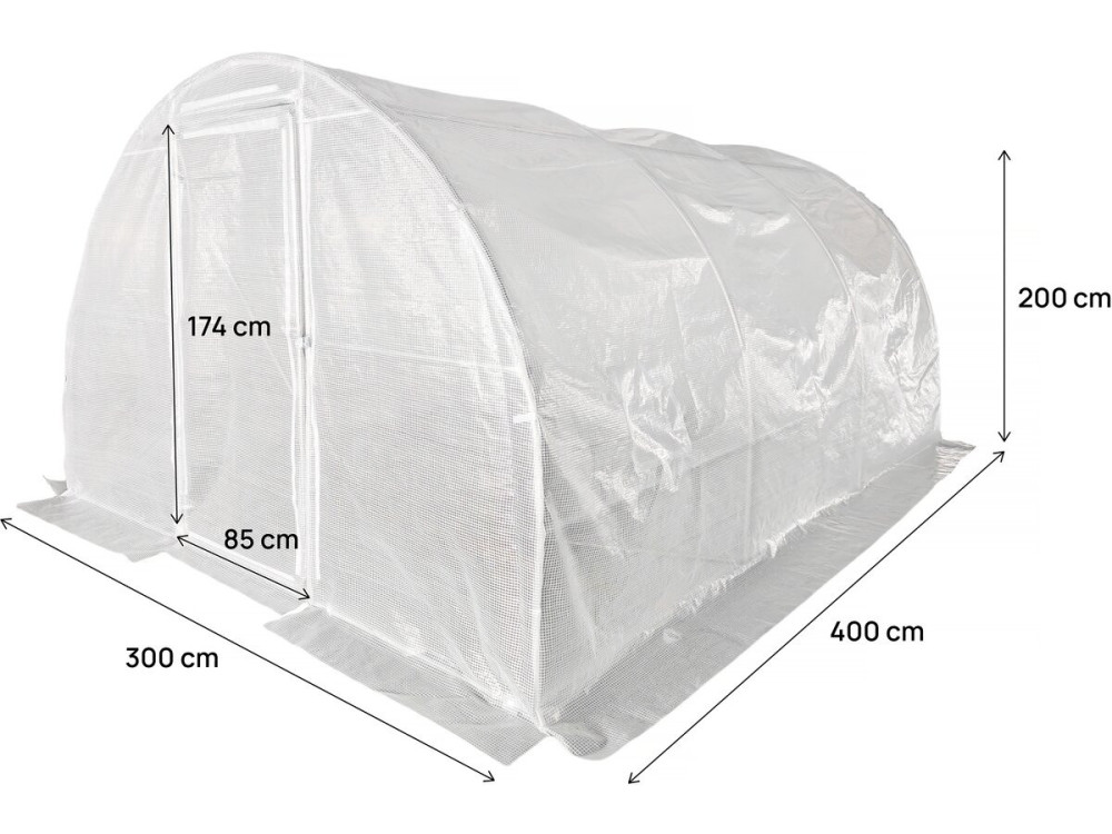 Estufa túnel de jardim "Mimosa" com porta - 12 m² - 180 g - Branco