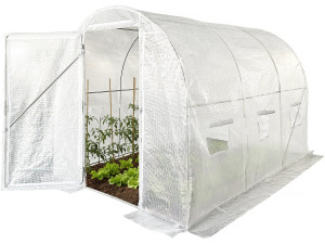 Estufa de jardim tipo túnel "Mimosa" com porta - 6 m² - 180 g - Branca
