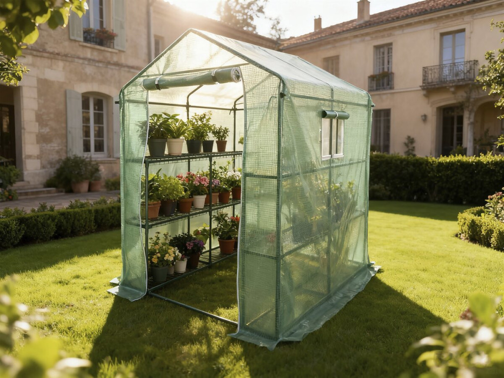 Estufa de tomate "Lys" com prateleiras - 2,04 m² - 130 g - Verde