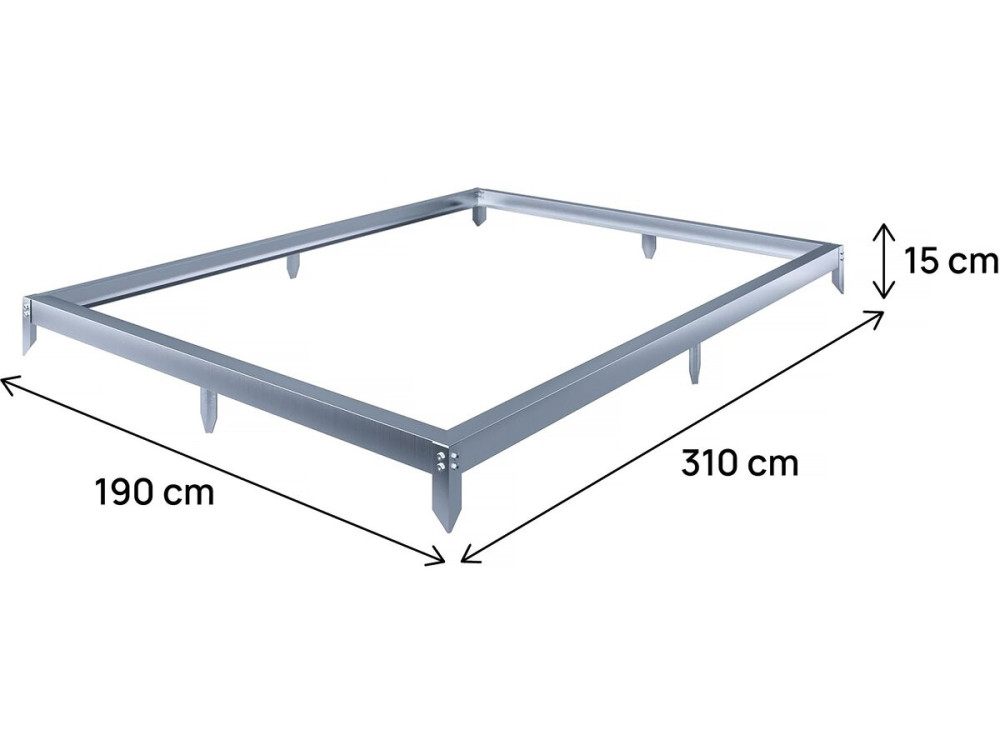 Base em aço galvanizado para estufa de jardim "Basilic" - 5,89 m² - Cinzento