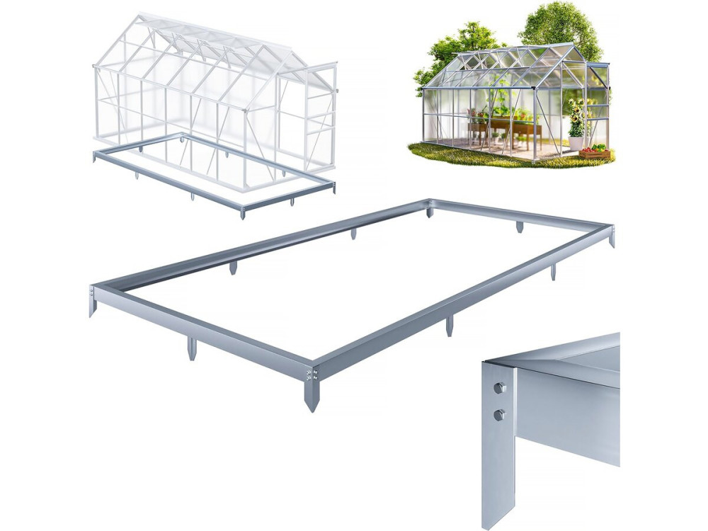 Base em aço galvanizado para estufa "Basilic" - 7,03 m² - Cinzento