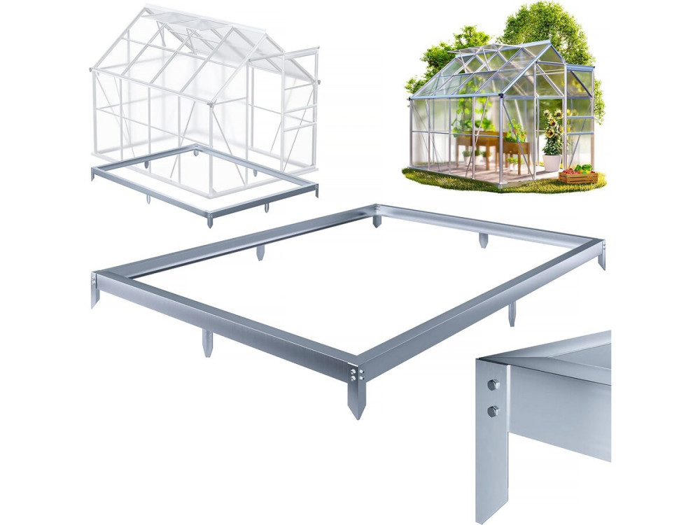 Base em aço galvanizado para estufa "Basilic" - 3,61 m² - Cinzento