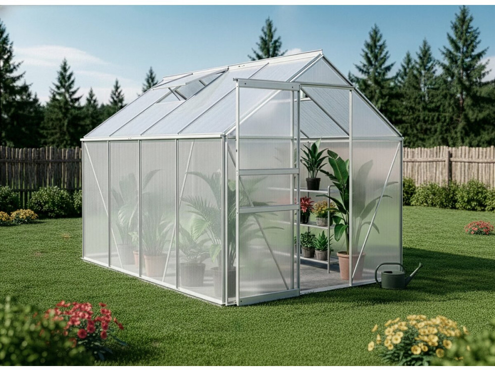 Base em aço galvanizado para estufa "Basilic" - 4,75 m² - Cinzento