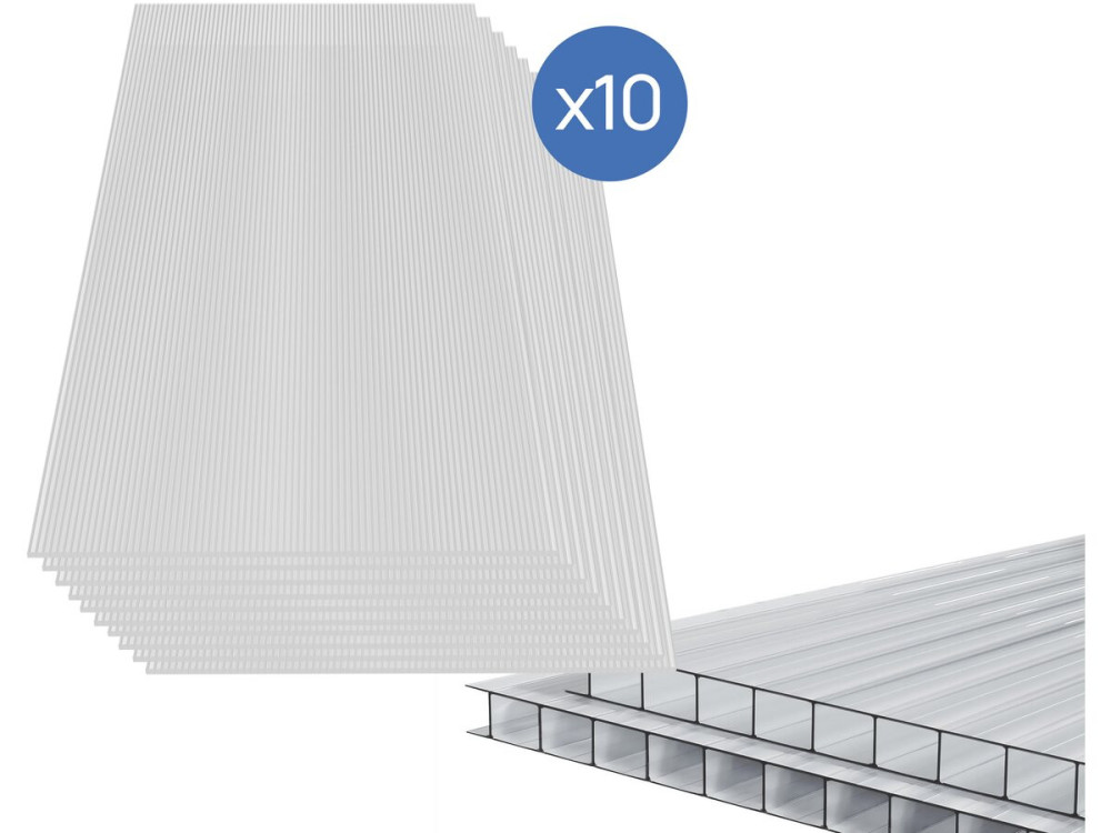 Conjunto de 10 painéis de policarbonato de 4 mm «Michigan» – 7,9 m²