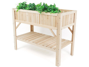 Horta quadrada de madeira "Magnolia" com pés - 115 x 57 x 90 cm - Bege