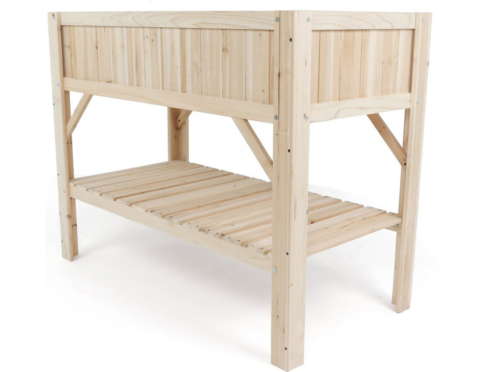 Horta quadrada de madeira "Magnolia" com pés - 115 x 57 x 90 cm - Bege