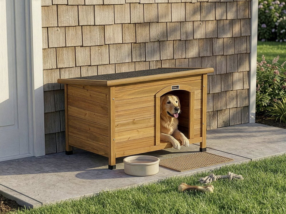 Casinha de madeira para cachorro "Max" - 85 x 57 x 58 cm - Marrom