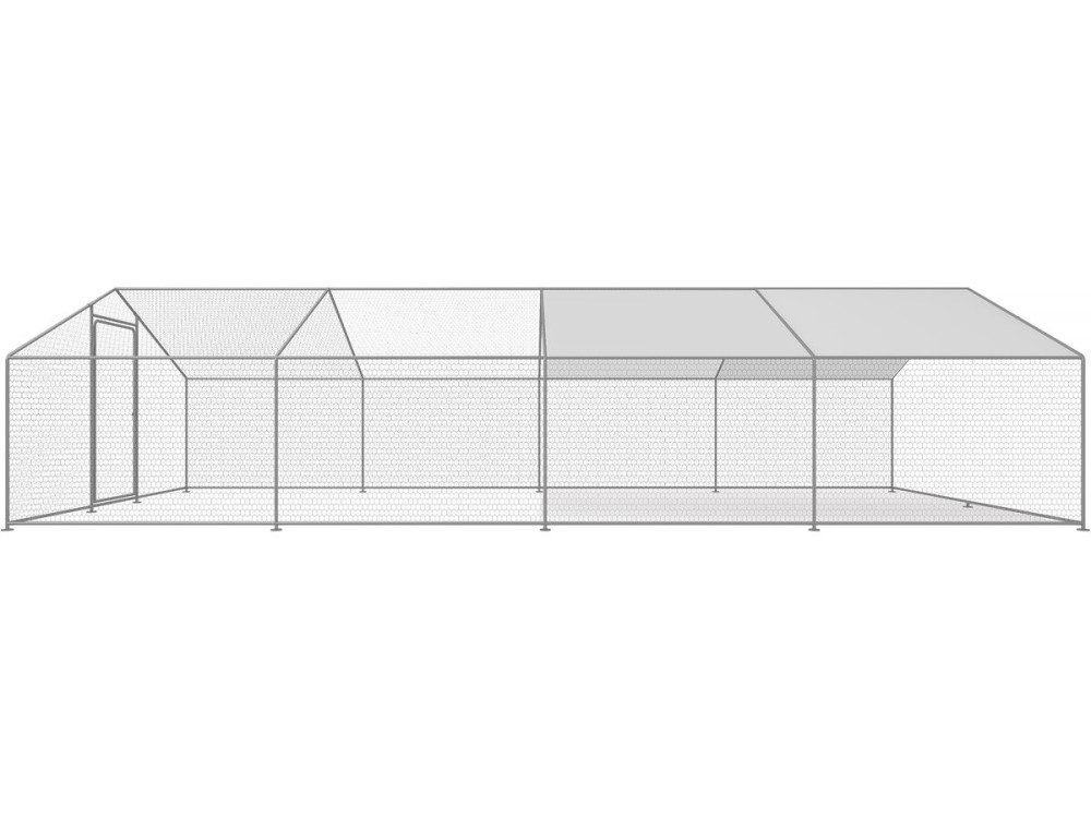 Recinto para frangos 24 m² parque de tela metálica 8 x 3 x 2 M aço galvanizado