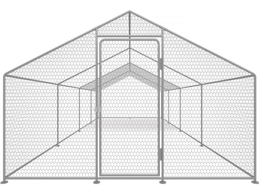 Recinto para frangos 24 m² parque de tela metálica 8 x 3 x 2 M aço galvanizado