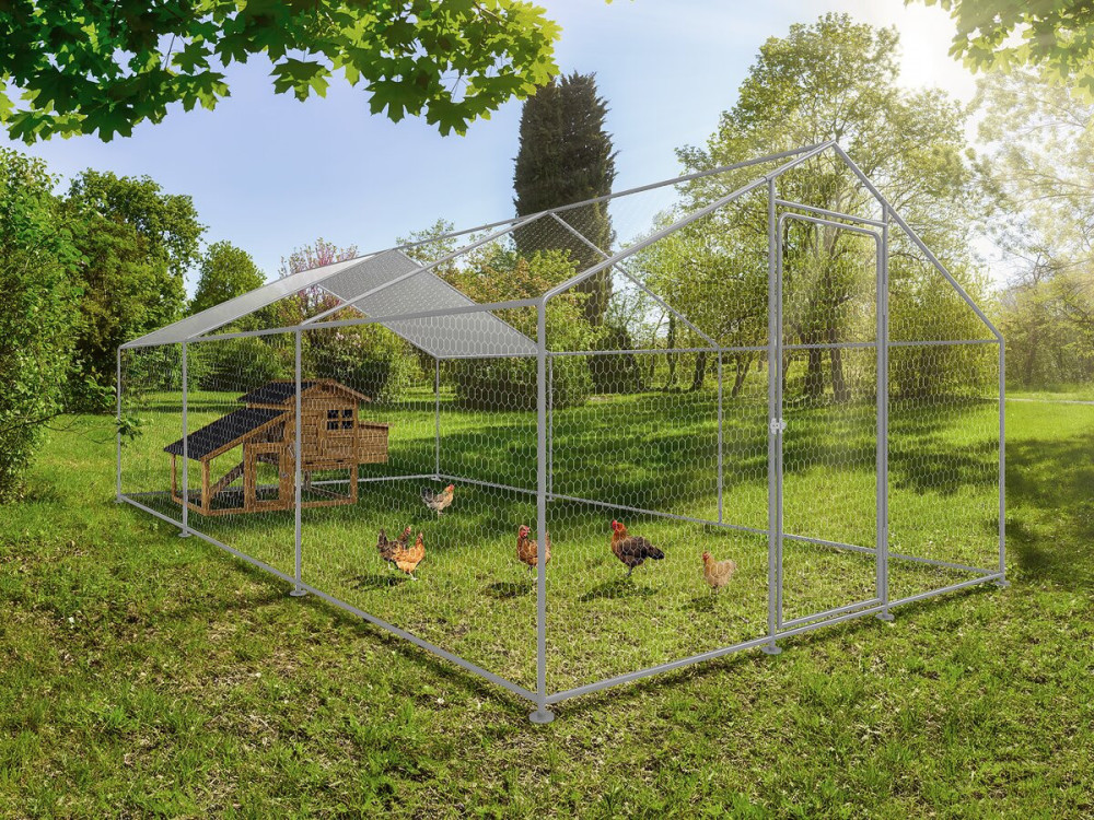 Recinto para frangos Recinto de malha de 18 m² 6 x 3 x 2 M aço galvanizado