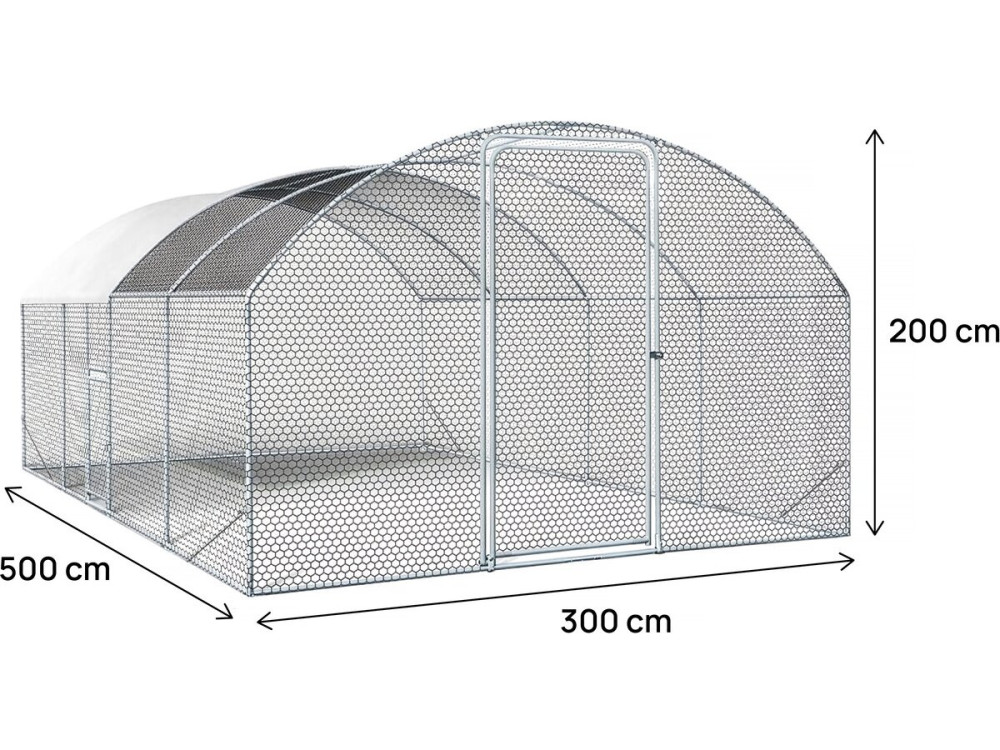 15 m² de galinheiro em cúpula "Cocorico" - 5 x 3 m - aço galvanizado