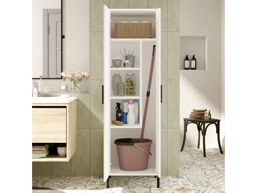 Armário multifunções de madeira "Jienna" - 50 x 36 x 165 cm - Branco