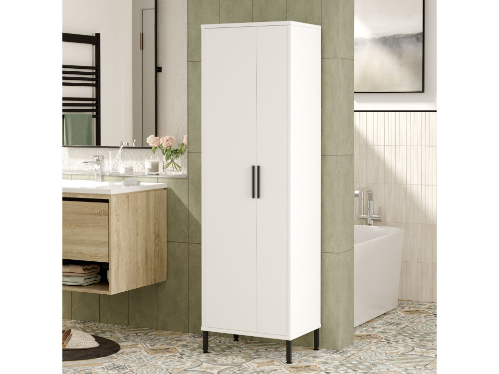 Armário multifunções de madeira "Jienna" - 50 x 36 x 165 cm - Branco