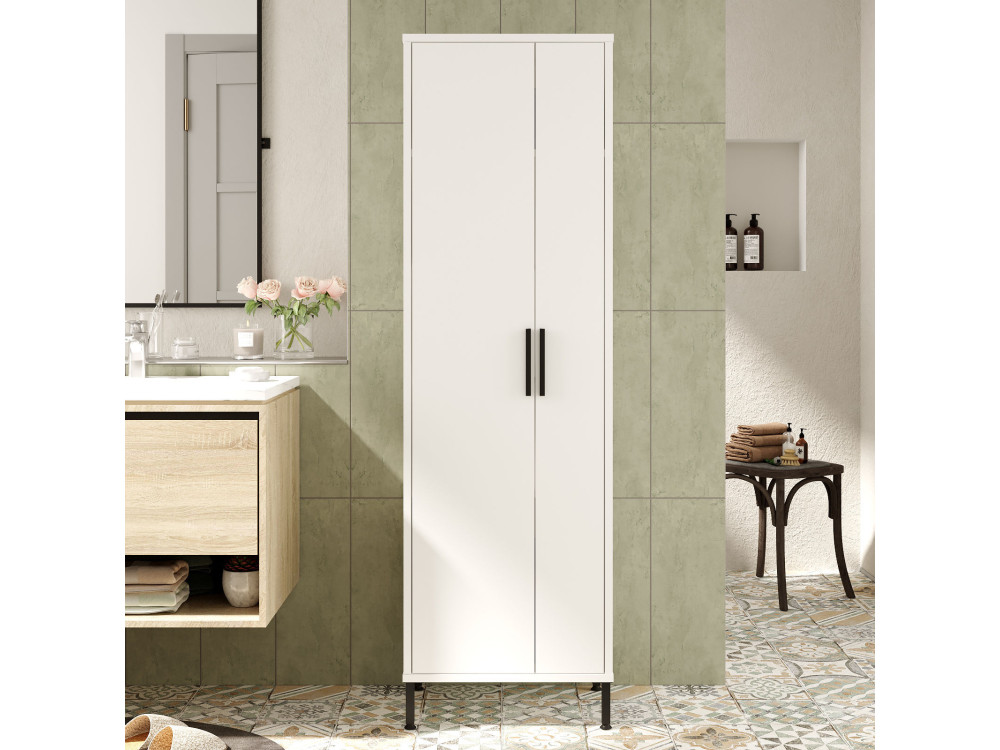 Armário multifunções de madeira "Jienna" - 50 x 36 x 165 cm - Branco