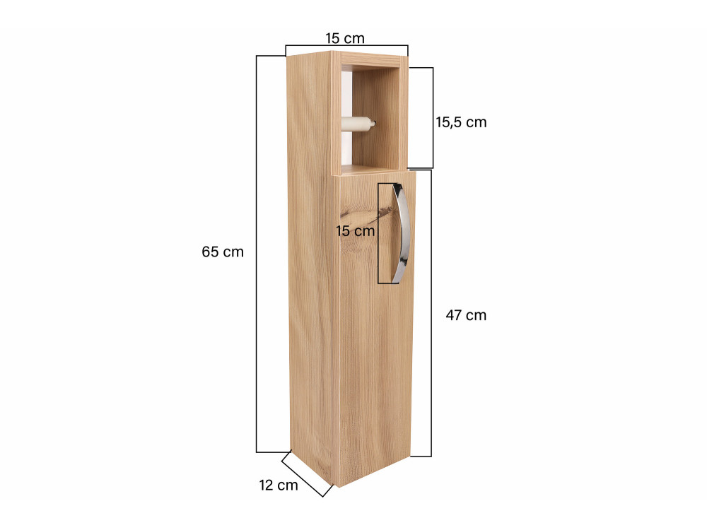 Suporte para rolos de papel higiénico em madeira "Star" - 15 x 12 x 65 cm - Castanho