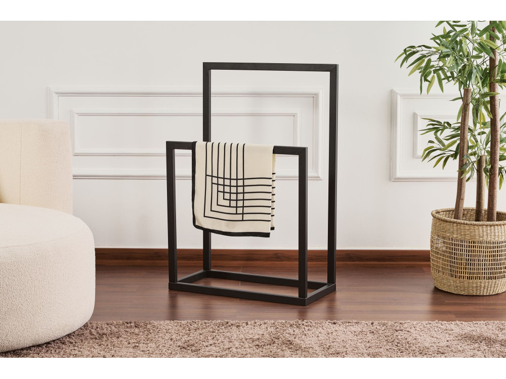 Toalheiro metálico "Gediz" - 25 x 60 x 90 cm - Preto