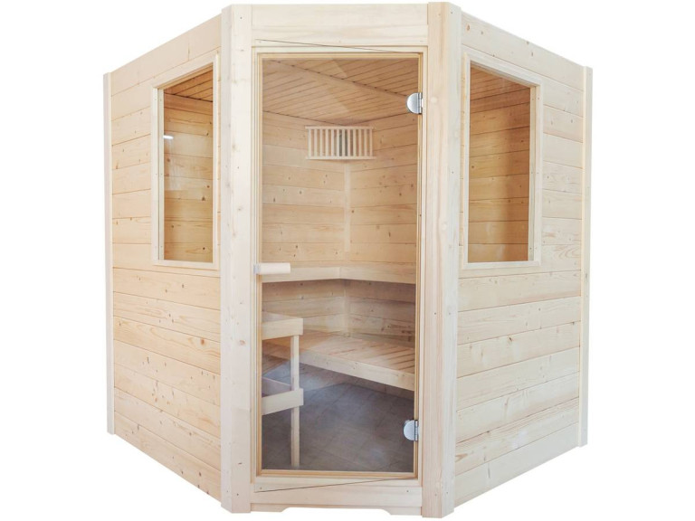 Sauna finlandesa clássica "Basic Corner" - 195 x 187 x 204 cm - Madeira