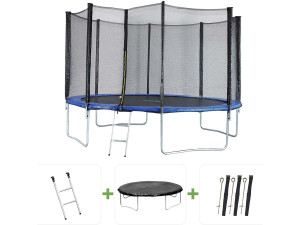 Trampolim "Joycy" - Ø 4,27 m - Com rede + escada + cobertura + kit de ancoragem