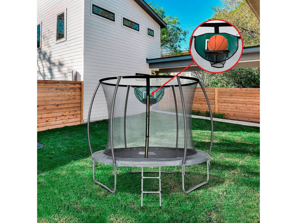 Trampolim “jumper” Prestige de 2,44 m e cesta de basquete