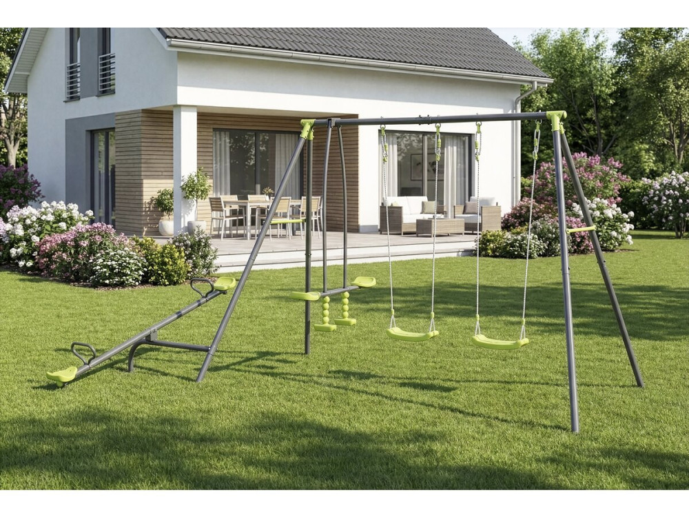 Baloiço metálico para parques infantis "Basile" - 4 aparelhos - Verde