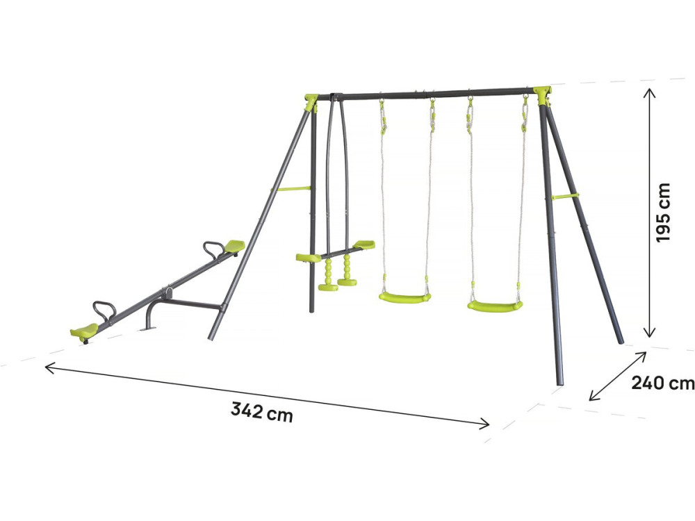 Baloiço metálico para parques infantis "Basile" - 4 aparelhos - Verde
