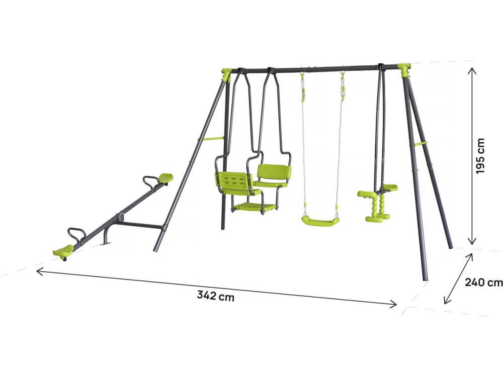 Baloiço metálico para parques infantis "Lenny" - 4 aparelhos - Verde