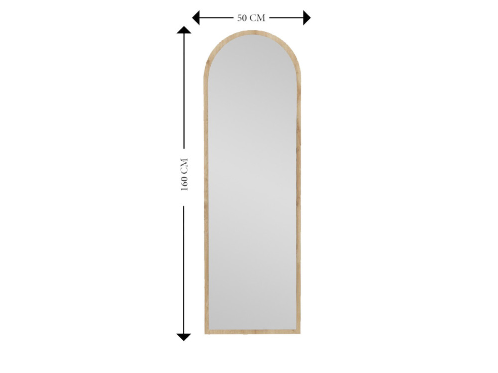 Espelho de madeira "Emma" - 50 x 160 cm - Bege