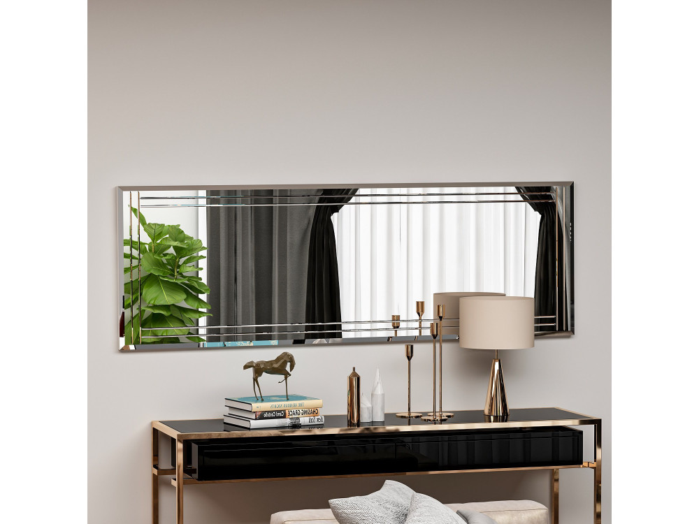 Espelho de madeira "Buhem" - 40 x 120 cm - Branco