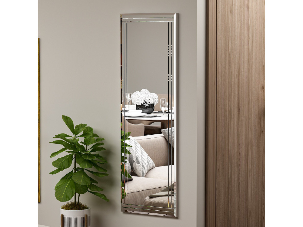 Espelho de madeira "Buhem" - 40 x 120 cm - Branco