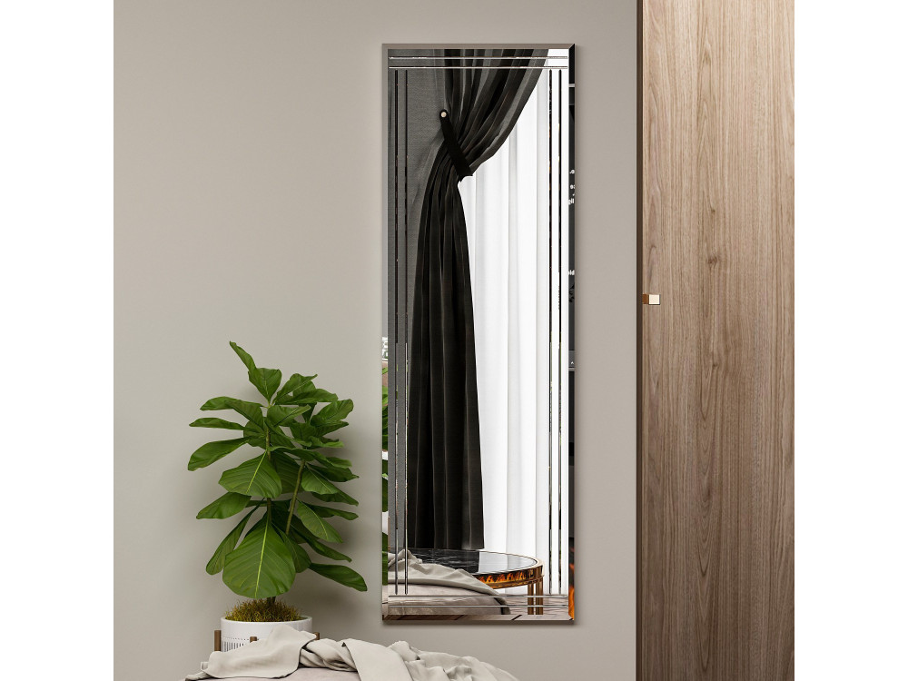 Espelho de madeira "Buhem" - 40 x 120 cm - Branco