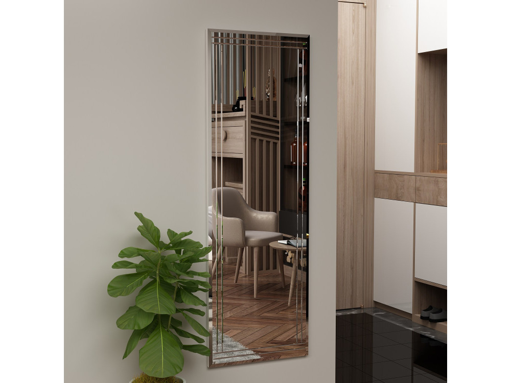 Espelho de madeira "Buhem" - 40 x 120 cm - Branco