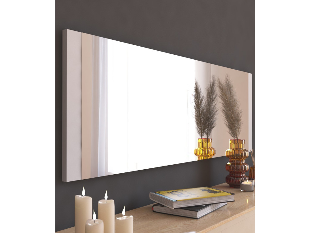 Espelho de madeira "Azus" - 40 x 120 cm - Branco
