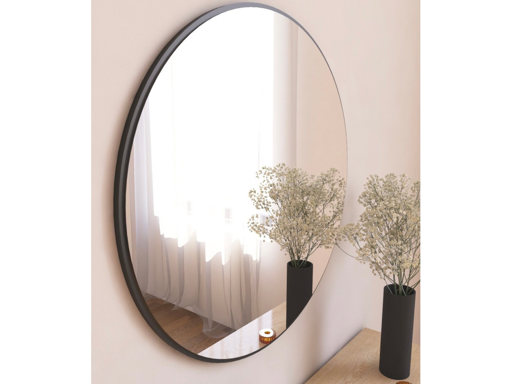 Espelho de madeira "Ozze" - 60 x 60 cm - Preto