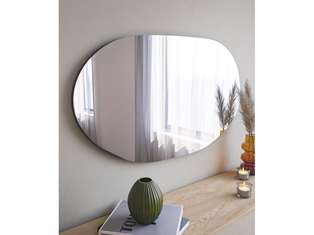Espelho de madeira "Vanomi" - 52 x 89 cm - Preto