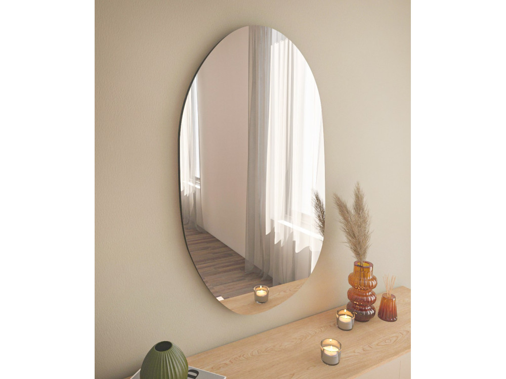 Espelho de madeira "Vanomi" - 52 x 89 cm - Preto