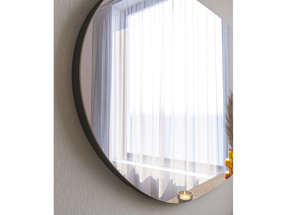 Espelho de madeira "Vanomi" - 52 x 89 cm - Preto