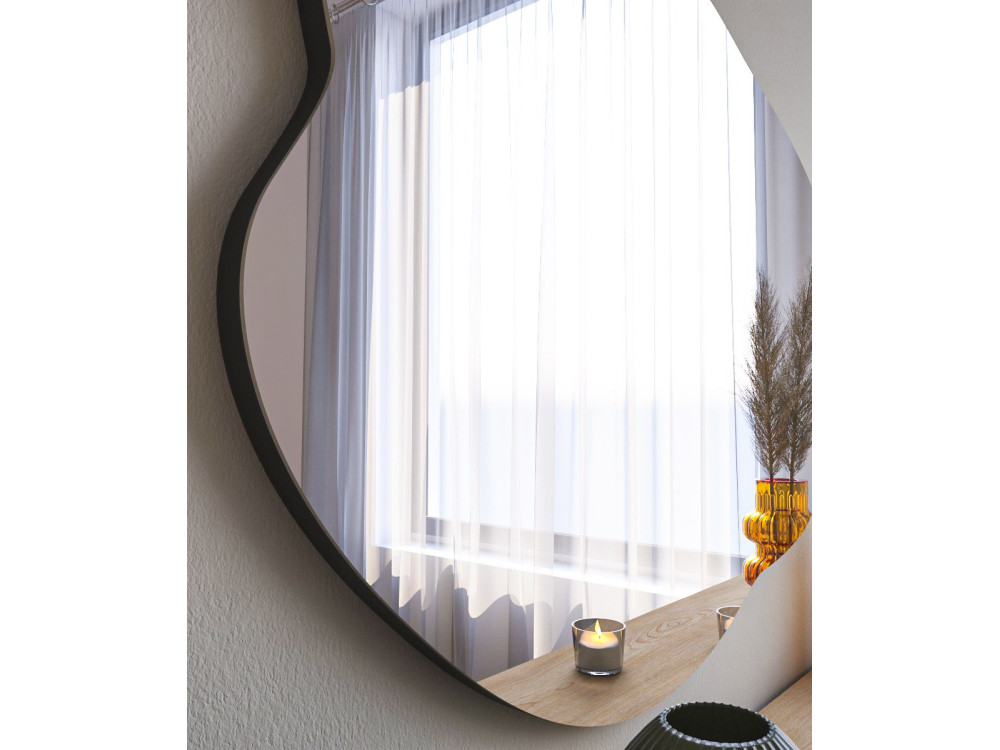 Espelho de madeira "Ohho" - 60 x 85 cm - Preto