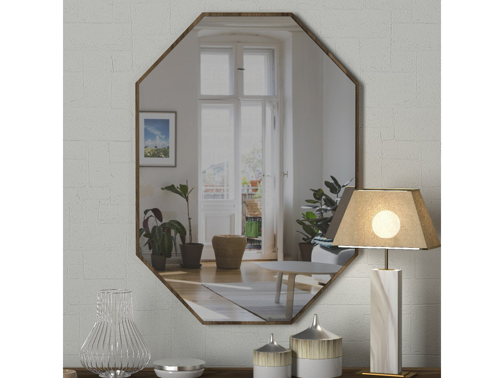Espelho decorativo de madeira "Lost" - 45 x 70 cm - Castanho