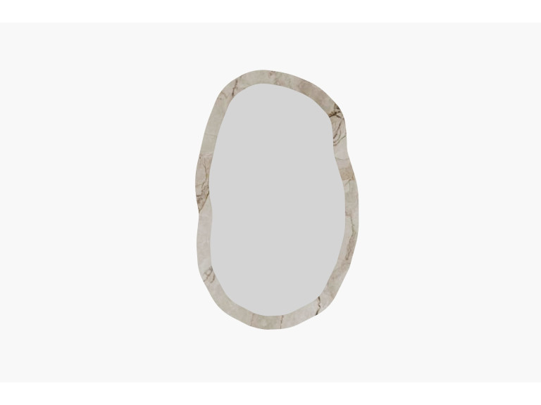 Espelho de madeira "Lossa" - 52 x 86 cm - Bege marmoreado